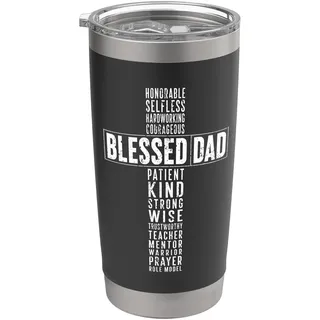 Gesegneter Vater, starker Glaube, Mann Gottes, Kreuz, christlicher Vater Doppelwandiger Edelstahl-Thermobecher