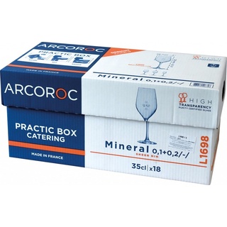 Gastro Arcoroc Mineral Weinglas 35 cl mit Füllstrichen bei 0,1 und 0,2 l, 18er Practic-Box