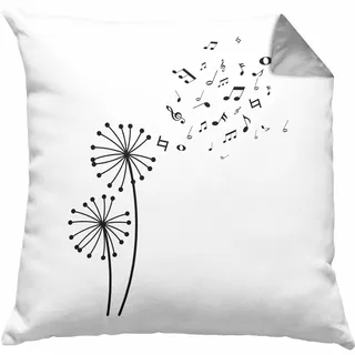 Trendation Musiker Kissen mit Füllung 40x40 Musikliebhaber Musik Musiklehrer Geschenk Geschenkidee Musiklehrerin Coach Geschenkideen Blume (Grau)