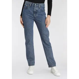 5-Pocket-Jeans LEVI'S "501 Long" Gr. 25, Länge 32, blau (mid indigo blue) Damen Jeans Röhrenjeans 501 Collection