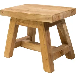 mgc24 Teak Hocker Natur 30×20×25 cm | massiver Teakholz‐Hocker für Wohnzimmer, Bad & Garten | handgefertigt, stabil & dekorativ | Sitzhocker, Beistelltisch & Pflanzenhocker