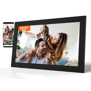 Cytem Digitaler Bilderrahmen 15.6 Zoll mit WLAN & Frameo, Anti-Glare Matt, 64GB Speicher, Bewegungssensor, automatische Bilddrehung, IPS Touchscreen 1920x1080, Schwarz