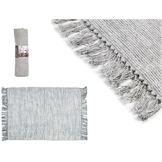 Flickenteppich grau blau, Fleckerlteppich Läufer Flur, Baumwollteppich waschbar, Grösse: 80x120 cm, Teppich Wohnzimmer, Küchenteppich, Balkon Teppich Läufer, Carpet, Kleiner Teppich Kurzflor