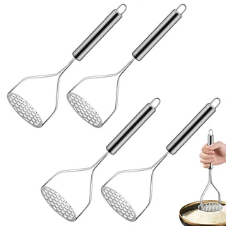 4 Stück Küchenstampfer, Kartoffelstampfer Edelstahl, stampfer Kartoffelpresse, Potato Masher, stampfer Für Kartoffelbrei Cremiges Kartoffelpüree, Spülmaschinengeeignet
