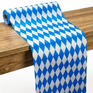 Leikedun Oktoberfest Tischläufer Rolle 30cm x 10m Bayrischer in Blau-Weiß | Tischdecke Oktoberfest Rolle, Bayrisch Karo, Vliesstoff Tischdeko für Wiesn, Biergarten, Festzelt