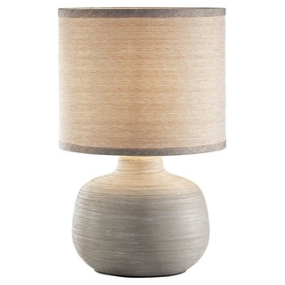 casa NOVA Tischleuchte Tischlampe LOU, 1-flammig, H 28 cm, Cremefarben, ohne Leuchtmittel, Keramik, Stoffschirm beige