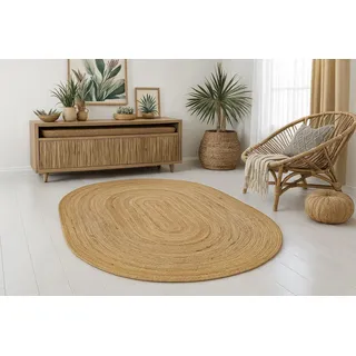 MY-RUG Jute Teppich Oval 240x300 cm - Handgewebter Sisal Optik Teppich | Nachhaltiger Juteteppich für Wohnzimmer und Schlafzimmer, Öko-Tex zertifiziert, pflegeleichter Boho Look in Natur Beige