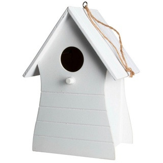 Spetebo Nistkasten Holz Vogelhäuschen zum Aufhängen 20 x 14 cm - weiß, Garten Deko Vogel Nist Kasten mit Fütterungsloch weiß