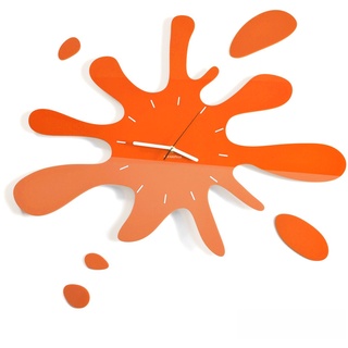 FLEXISTYLE Moderne wanduhr jugendzimmer Jungen Fleck Orange 64cm, wanduhr Teenager, Made in EU