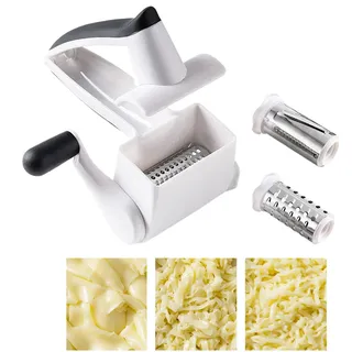 Käsereibe, Rotierende Parmesanreibe Mit Kurbel, Tragbarer Käsemühle Mit 3 Klingen Ersatz, Rotary Cheese Grater Kleine Trommelreibe, Küchenhelfer