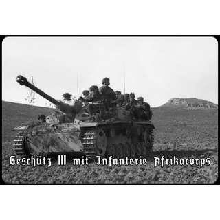 Schatzmix Geschütz III Infanterie Afrika Metallschild Wanddeko 20x30 tin Sign Blechschild, Blech, Mehrfarbig, 20x30 cm