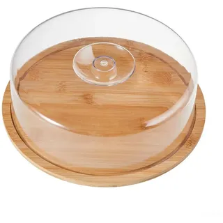 Kuchenteller Aus Holz Mit Transparentem Deckel, 28 Cm Runde Tortenplatte Für Hochzeit Und Party, Robuste Servierunterlage Für Kuchen Und Gebäck