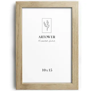 Artower® Bilderrahmen für 10 x 15 cm Natur Holz Eiche Dünner Rahmen | Posterrahmen Groß für Collage | Picture Frame 10x15cm | Holzrahmen Holz-Bilderrahmen | Holzbilderrahmen Poster Rahmen