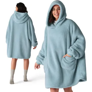 BEDSURE Hoodie Decke mit Ärmeln Geschenke Grün - 95x85cm | Weiche, warme Kuscheldecke mit Ärmeln, tragbar mit Taschen, ideal für Couch & Winter. Geschenke für Frauen & Männer