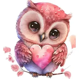 Picmondoo Diamond Painting Mini – Komplettset mit Harzsteinen & irisierender Beschichtung – DIY-Kunstwerk für Erwachsene & Kinder (Loving Owl)