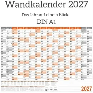 2027 Wandkalender DIN A1 Kalender XXL Jahresplaner Plakatkalender Posterplaner
