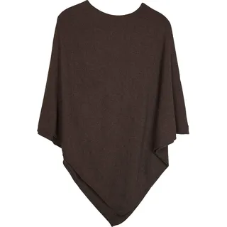 styleBREAKER Damen Feinstrick Poncho in Unifarben, leicht asymmetrischer Schnitt, Ärmellos, Rundhals 08010042, Farbe:Dunkelbraun - Einheitsgröße