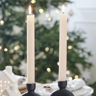Ginger Ray Weihnachts-Kerzen, gerippt, elfenbeinfarben, Tischdekoration, 2 Stück
