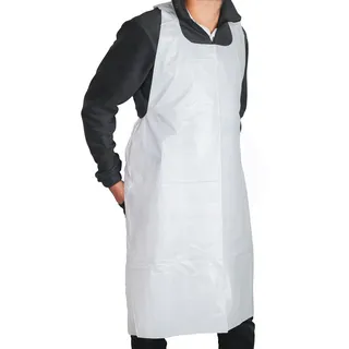 MT Products Einweg-Küchenschürze, Kunststoff, 116,8 x 71,1 cm, Weiß, 100 Stück