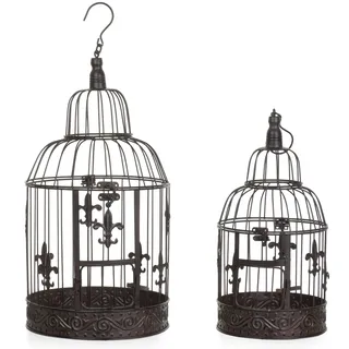 Moritz Vogelkäfig Deko Vintage braun Set Dekokäfig Antik Shabby Style Käfig Nostalgie Landhausstil Pflanze