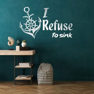 Decords Wandtattoo – Anker mit dem Spruch „I Refuse To Sink“, 381 x 226 cm