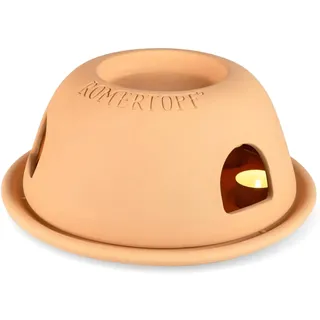 Römertopf Teelichtofen Heißer Heinz Keramik 29 cm mit Luftbefeuchter | Wärme und Luftbefeuchtung durch Teelichter, 29 x 12,5 cm, Naturton speichert Wärme, ohne Strom
