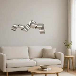 Casablanca modernes Design Wandobjekt Twist aus Metall, matt, champagnerfarben, 28 x 75 x 14 cm