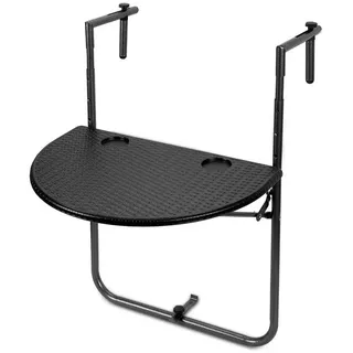 Clanmacy Balkonhängetisch klappbar Balkontisch zum Einhängen Balkon 60x64x83.5cm Klapptisch (Ausklappbar, 1 Tisch) schwarz