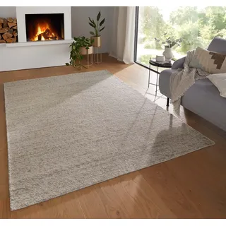 TaraCarpet Wollteppich TaraCarpet Bern Modern fürs Wohnzimmer Schlafzimmer Esszimmer Wolltep, rechteckig, Höhe: 5 mm, Wollteppich natur Wohnzimmer Schlafzimmer Esszimmer Flur ca 160x230 beige 160 cm x 230 cm x 5 mm