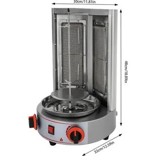 Vertikaler Gasgrill - Rotationsgrill - 4,3 kW Edelstahl - 360° Drehspieß - Fleischspieß Grill Für Zuhause Und Gastronomie