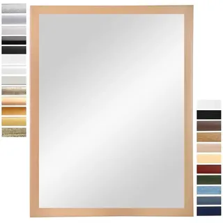 PrimeLuxe Wandspiegel 60 x 100 cm (Außenmaß) in Buche Natur | Farbe und Größe wählbar | Ganzkörperspiegel | Bad & Flur Spiegel | mit Holz Rahmen | Made IN Germany