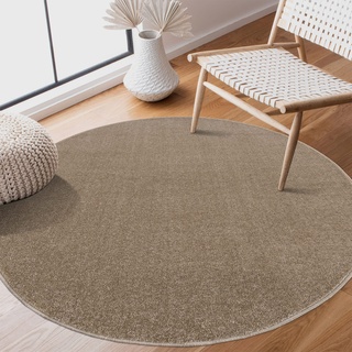 Sanat Teppich »Uni«, rund, 13 mm Höhe, robuster Kurzflorteppich, große Farbauswahl beige 200 cm