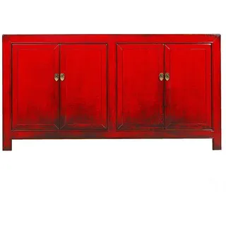 chinesisches Sideboard Fernsehtisch Kommode 4 Türen rot #M-SID-Yd92