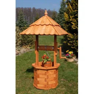XL Holzbrunnen 120cm Gartenbrunnen imprägniert 1,20 m massiv Garten Zierbrunnen