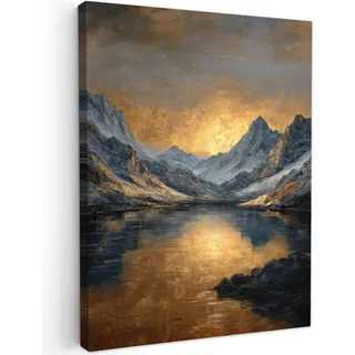 MuchoWow Leinwandbild, Gold, Textil, Kiefer, Abstrakt, Rechteckig, 60x80 cm, FSC 100%, gerahmt, Bilder und Zubehör, Wandbilder, Leinwandbilder