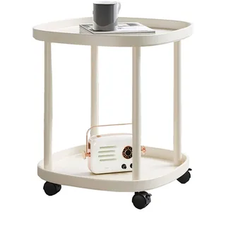 STCERY Couchtisch mit Rollen, rollbar Sofatisch, kleine Nachttische, mobiler Kaffeetisch,Sofatisch mit Stauraum, haben 360° Rotierend, Sofatisch für Wohnzimmer, Schlafzimmer(White)
