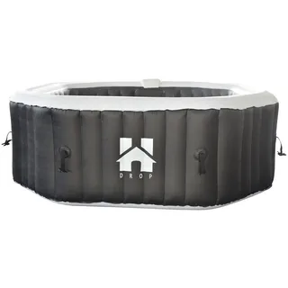 Whirlpool Außenpool Spa DROP Schwarz Ø185 130 Düsen + Zubehör