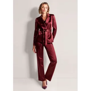 MADELEINE Kurzblazer Edler Satinblazer mit Bindeband Doppelreiher mit Reverskragen und schimmernder Optik rot 42