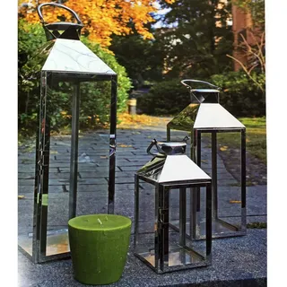 INDA-Exclusiv Traumhaftes 3er Set Luxus XXL Gartenlaterne Edelstahl Windlicht Laternen Set Höhe 24/40/53cm