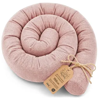 Totsy Baby Seitenschläferkissen Bettschlange Body Pillow 150 cm - Kopfkissen lang Bettrolle Schlafkissen Nackenrolle Kissen Rosa Cordstoff