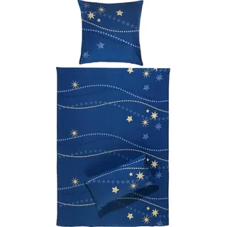 REDBEST Bettwäsche Bettwäsche, Baumwolle, Flanell Sterne blau
