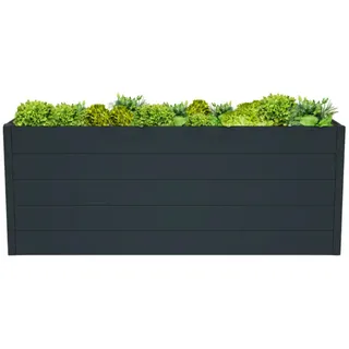 Mega Holz Premium Aluminium Hochbeet L 185x95x74 cm - Wetterfest, Robust & Pflegeleicht - Nut- und Feder-Hohlkammerprofile - Blumenbeet mit eleganten Design & Große Anbaufläche für Gemüse & Kräuter