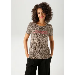 Aniston CASUAL T-Shirt Beige/Rot/Schwarz 42