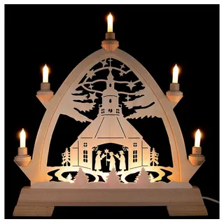 Kunstgewebe Taulin Schwibbogen Gotischer Bogen Seiffener Kirche (42x42,5cm) von Kunstgewerbe Taulin