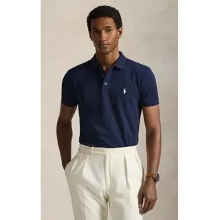 Polo Ralph Lauren für Herren. 710941439038 Stretch-Piqué Custom Slim Fit Poloshirt navy (L), Lässig, Baumwolle, Kurzarm, Marine