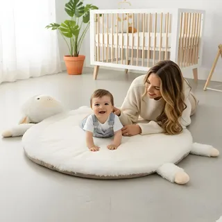 RUGUIES- Krabbeldecke für Babys. Baby Spieldecke. Weiche, Gesteppte Decke für Kinder. Baby Bodenkissen. Krabbeldecke für Neugeborene. Interaktive Decke zum Spielen und Entspannen. Play Mat XL.