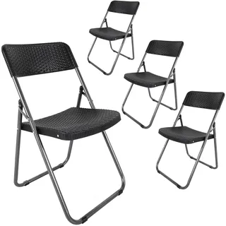 Klappstuhl Rattan Optik 4er Set 82 x 46 cm - Garten Bistro Balkon Stuhl klappbar