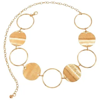 KARMA Hüftgürtel Damen Silber oder Gold verstellbar 91 cm Gürtel (1-St., Modegürtel Taille Hüfte Festival Kettengürtel) modern Metallgürtel für Kleid Rock Boho Accessoire goldfarben