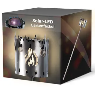 Novaliv Gartenfackel LED Solar Motiv Feuer - Rost Lampe Gartenlampe LED Leuchte für draußen Gartenleuchte Fackel Garten