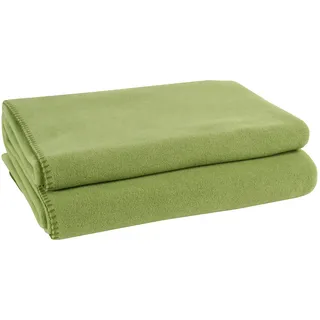 Soft-Fleece-Decke – Polarfleece-Decke mit Häkelstich – flauschige Kuscheldecke – 220x240 cm – 650 green - von ’zoeppritz since 1828’